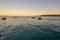 Zodiacs from a luxury expedition cruise ship anchored in Prince Frederick Harbor in the remote North West Kimberley wait to board