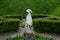 Zolochiv, Ukraine - May 2 2017: Old ruined statue of women without head in the garden of the castle in Zolochiv, Ukraine