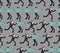 Zombi running after guy pattern seamless. Zombie is chasing man background. Green walking dead haunts man. vector texture