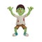 Zombie 3D Cartoon Illustration with frightening expression