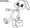 Zombie Bunny cartoon character.Rabbit going to work or school.