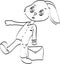 Zombie Bunny cartoon character. Rabbit going to work or school.