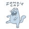 Zombie cat goes in search of the brain. Vector illustration.