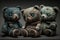 Zombie cats teddy bears, created with Generative AI technology