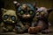 Zombie cats teddy bears, created with Generative AI technology