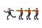 Zombie is chasing man. Zombi running after guy. Green walking dead haunts man. vector illustration