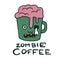 Zombie coffee cup cartoon vector illustration