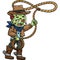Zombie in a Cowboy Outfit Cartoon Colored Clipart