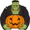 Zombie Frankenstein with pumpkin