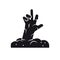 Zombie hand from grave vector icon