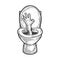 zombie hand in toilet sketch vector illustration