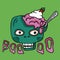 Zombie head with brain ice-cream cartoon illustration