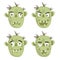 Zombie head scary spooky emotion icons set