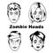 Zombie Heads in Retro Comic Book Style