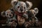 Zombie koala teddy bears, created with Generative AI technology