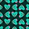 Zombie love pattern seamless. green heart background. Dead amour Vector texture