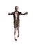 Zombie man walking with arms outstretched wearing tattered clothes. 3d illustration isolated on white background