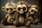 Zombie monkey teddy bears, created with Generative AI technology