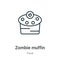 Zombie muffin outline vector icon. Thin line black zombie muffin icon, flat vector simple element illustration from editable food