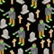 Zombie pixel art pattern seamless. 8 bit Dead man in Cemetery. monster background. pixelated zombi texture