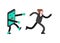 Zombie smartphone is chasing man. vector illustration