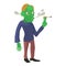 Zombie smokes icon, cartoon style