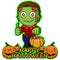 Zombie wants a happy Halloween on an isolated white background