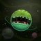 Zombie world. Cartoon fantasy monster planet with giant scary mouth on cosmic background.