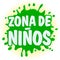 Zona de Ninos, kids Zone spanish text, vector lettering sign illustration.