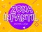 Zona infantil - Kids Zone in english game banner design background. Playground vector child zone sign