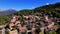 Zonza - traditional scenic mountain village, aerial drone footage