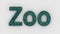 Zoo - 3d word azure on white background. render furry letters. Wild Zoo Animals, animal at safari park. emblem logo design