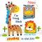 Zoo animal giraffe,hippo and lion funny cartoon,vector illustration