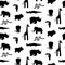 Zoo animal silhouettes seamless pattern vector.