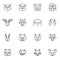 Zoo animal vector icons set
