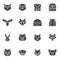 Zoo animal vector icons set