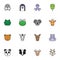 Zoo animals filled outline icons set
