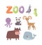 Zoo animals vector set.