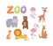 Zoo animals vector set.