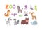 Zoo animals vector set.