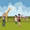 Zoo cartoon people with animals scene