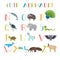 Zoo. Cute cartoon animals alphabet from N to Z