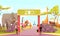 Zoo Entrance Gate Cartoon Illustration
