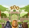 Zoo gate with african flat animals