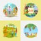 Zoo icon set vector flat style illustration