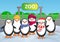 Zoo penguin group concept banner, cartoon style