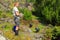 Zookeeper with two endangered New Zealand takahe, Auckland Zoo