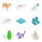 Zoological garden icons set, isometric style