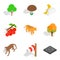 Zoological park icons set, isometric style