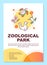 Zoological park poster template layout. Oceanarium. Water animals. Banner, booklet, leaflet print design with linear